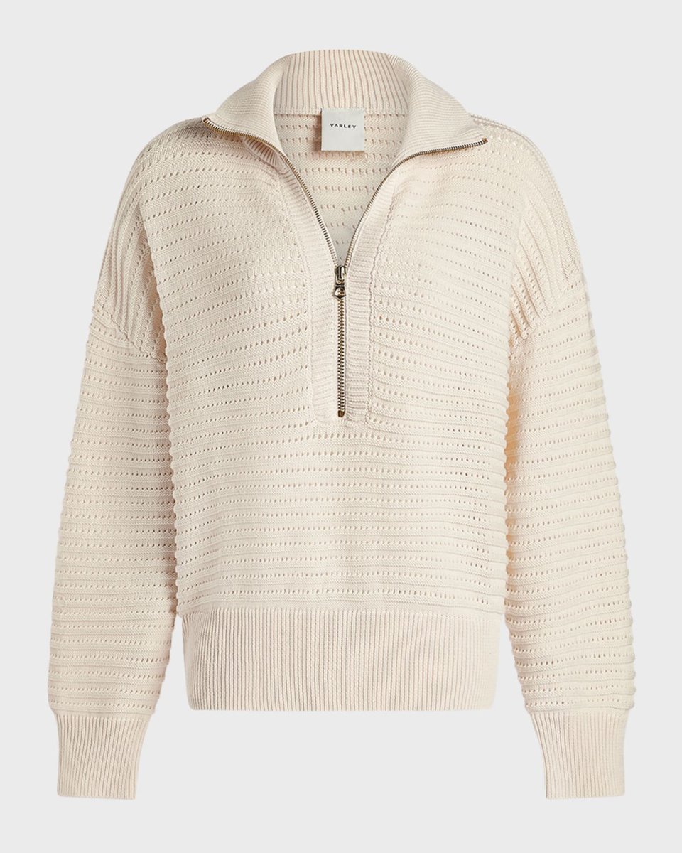 Tara Pointelle Half-Zip Sweater